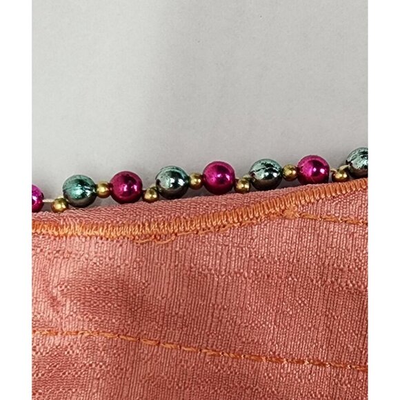 Pink Embroidered Peacock Crossbody Bag With Rainbow Beaded Strap & Zipper Pocket - Picture 10 of 10